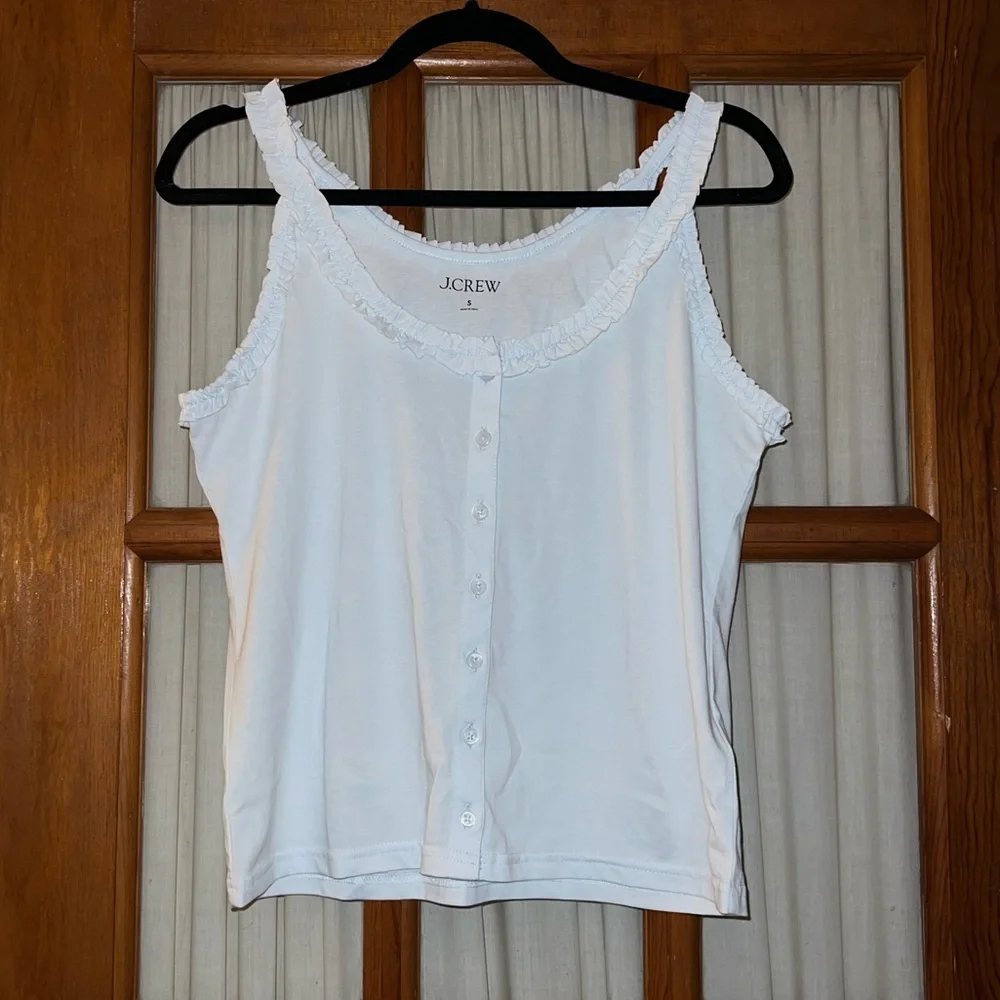J. Crew Women's Light Blue Ruffle Tank Top - Picture 2 of 3